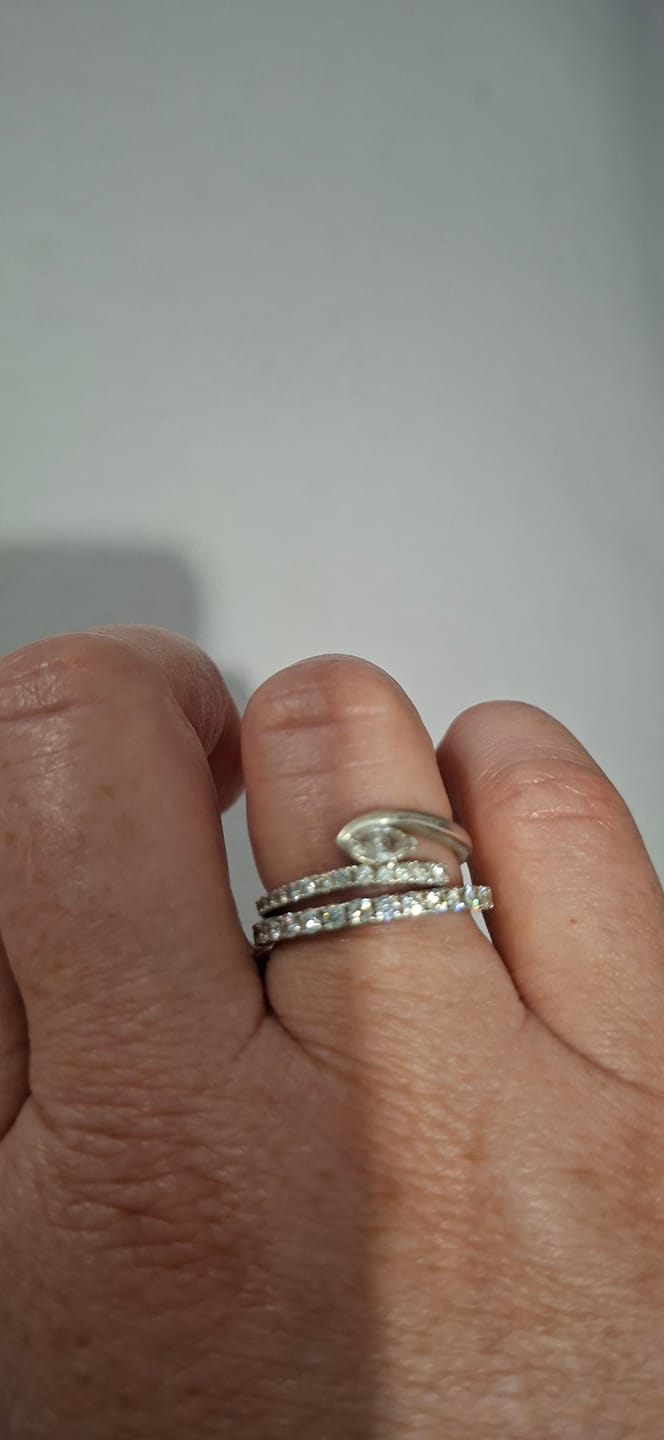 Customer photo review of 2mm Moissanite Diamond Eternity Anniversary Band Ring