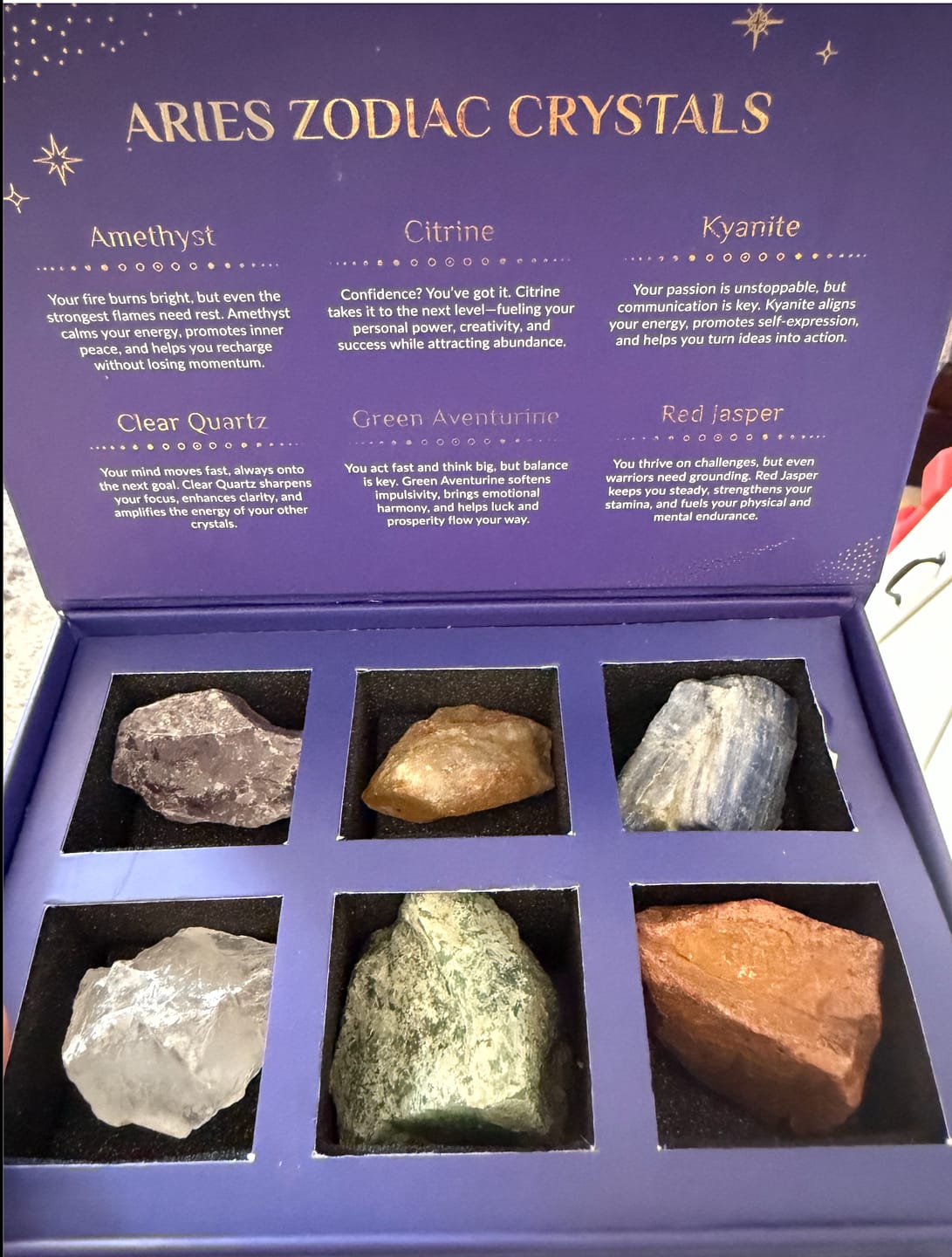 Customer photo review of Zodiac Crystal Kit: Harness Your Sign’s Natural Energy & Growth