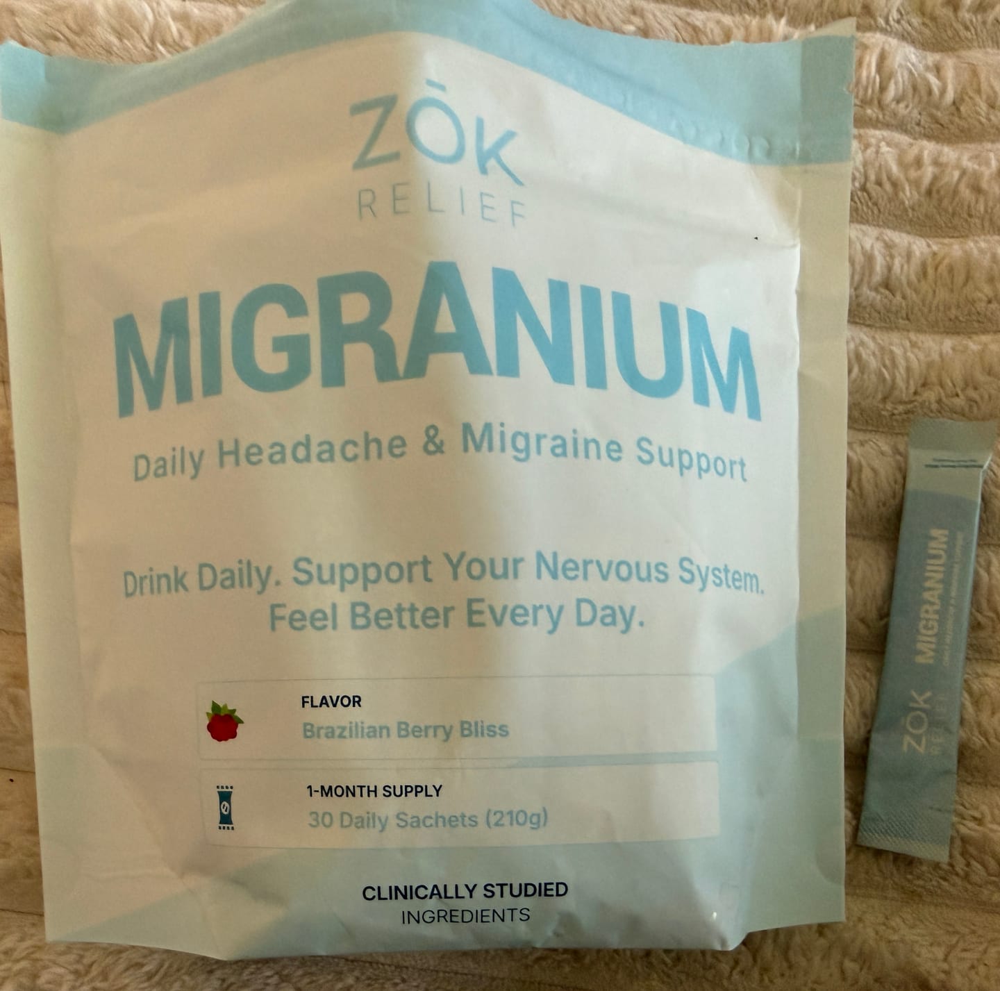 Customer photo review of Migranium Daily - World’s 1st Anti-Migraine Super Formula for Headaches + Brain Fog + Stress