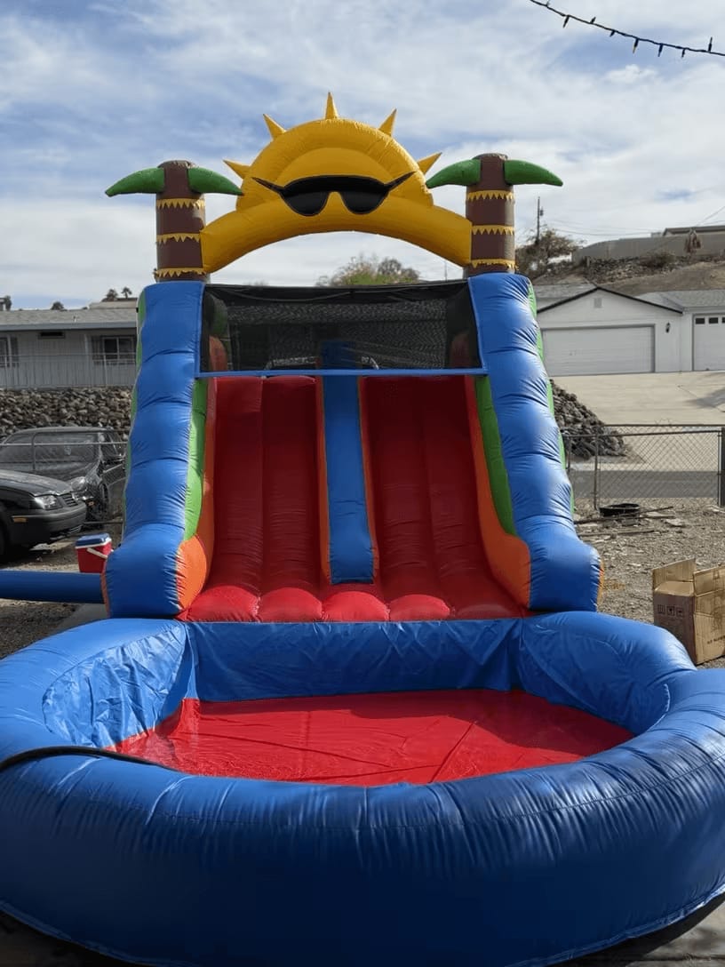 Customer photo review of 23FT Commercial Dual Water Slide for Kids Adults Heavy Duty Dual Water Slide with Pool