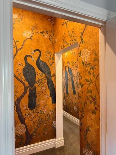 Customer photo review of Edo Gold Peacock - Custom Sized Wallpaper Mural (per m2)