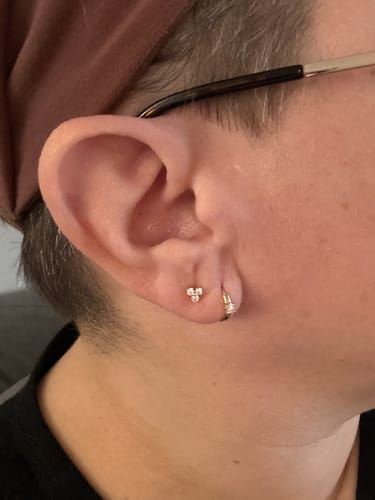 Customer photo review of 14k Lotus Stud Earrings