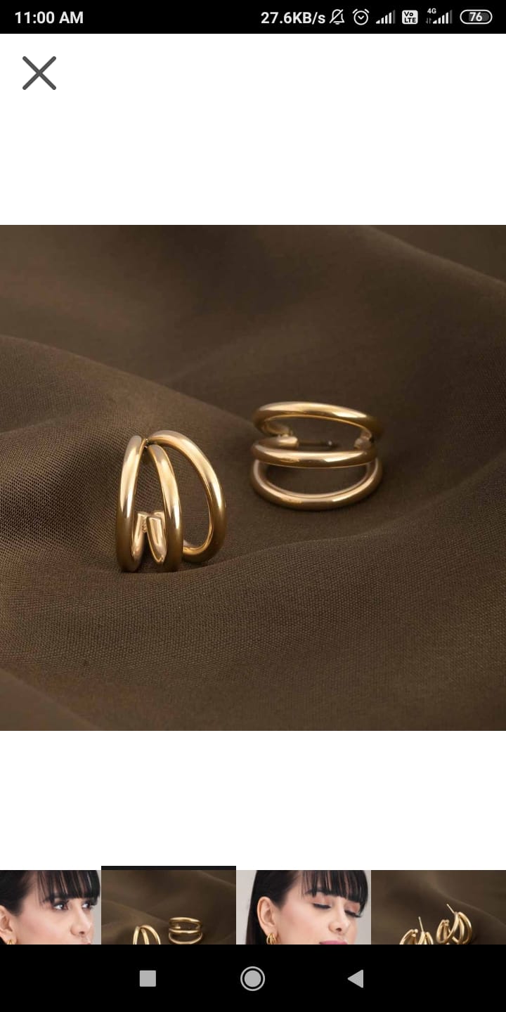 Customer photo review of Triple Circle Hoop Earrings