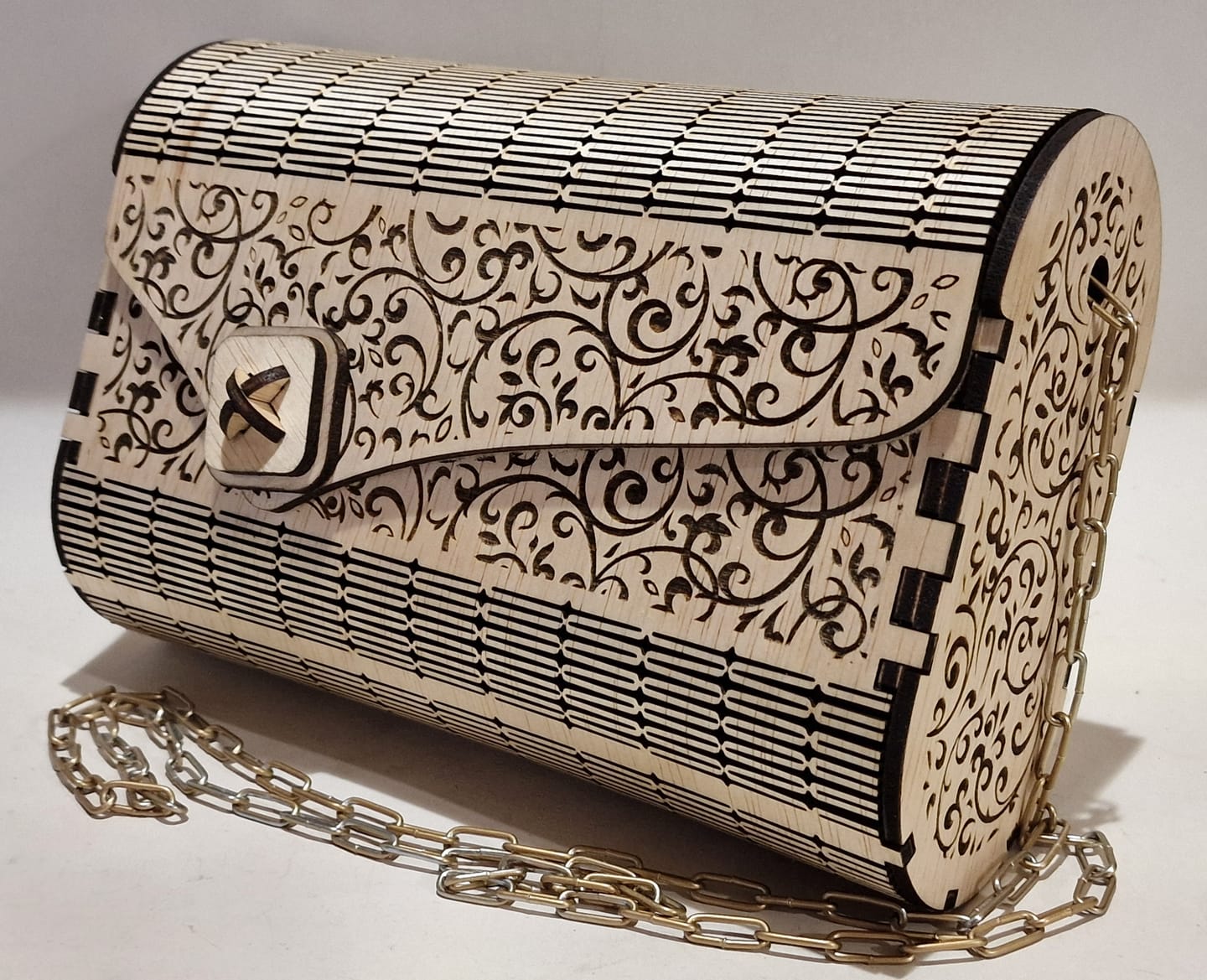 Customer photo review of Wooden clutch handbag purse laser cut svg file