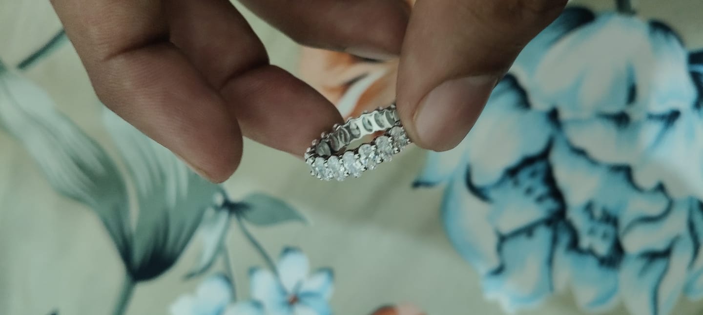 Customer photo review of Oval Full Eternity Silver Band