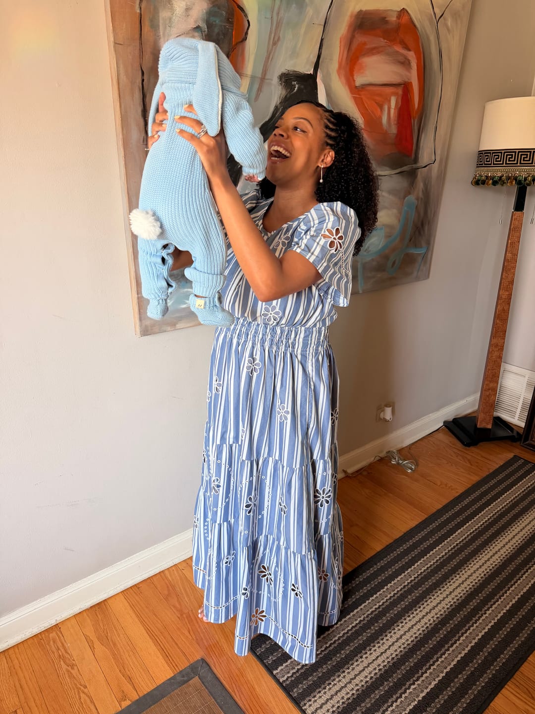Customer photo review of Bunny Knit Jumpsuit - Powder Blue