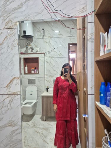 Customer photo review of Zimra Premium Maroon Viscose Garara set