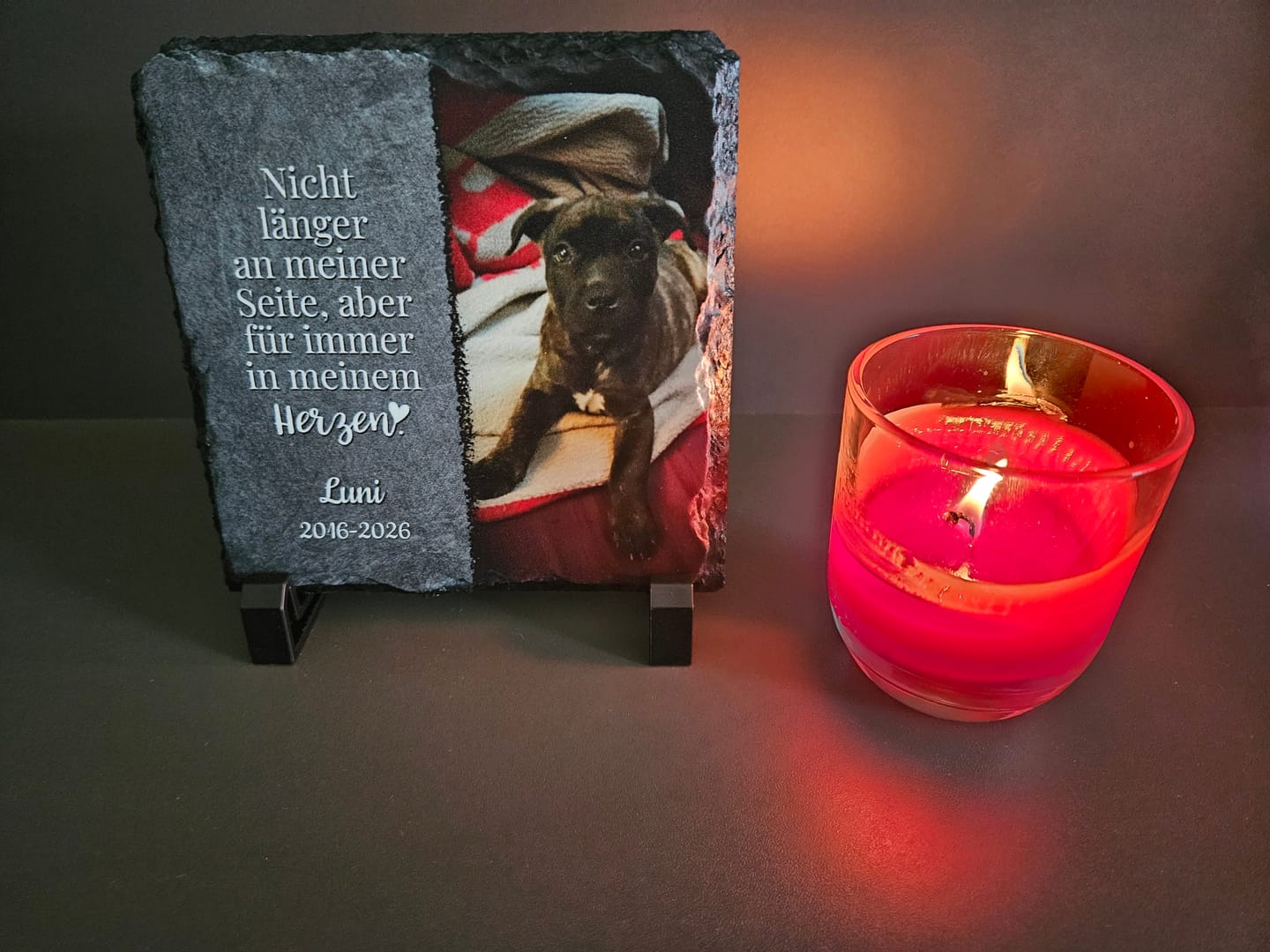 Customer photo review of Personalisierte Schieferplatte - Für immer im Herzen