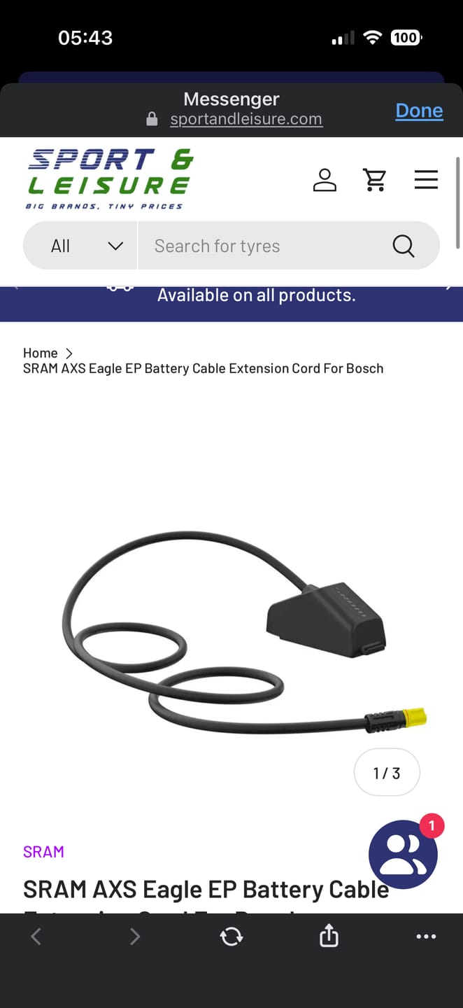 Customer photo review of SRAM AXS Eagle EP Battery Cable Extension Cord For Bosch