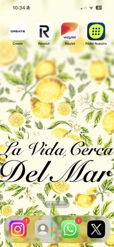 Customer's smartphone home screen with the LEMONS WALLPAPER used as the background.