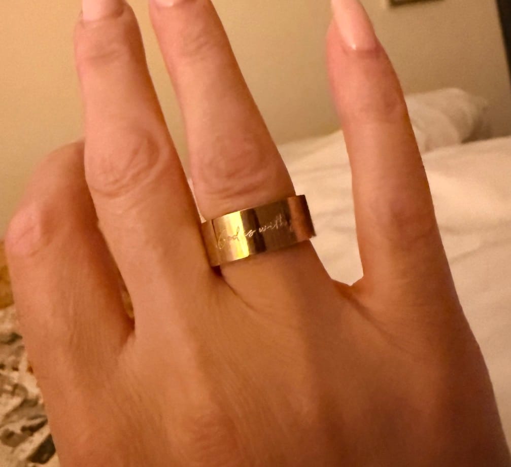 Customer photo review of God is with you Ring — Affirmation Ring Collection