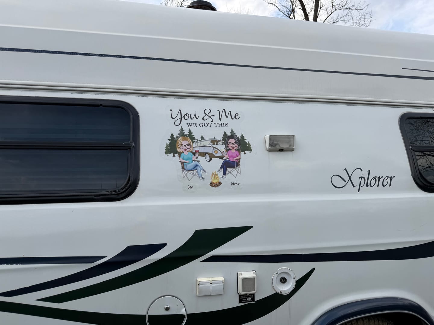 Customer photo review of Camping Partners For Life Doll Couple Sitting Personalized RV Decal