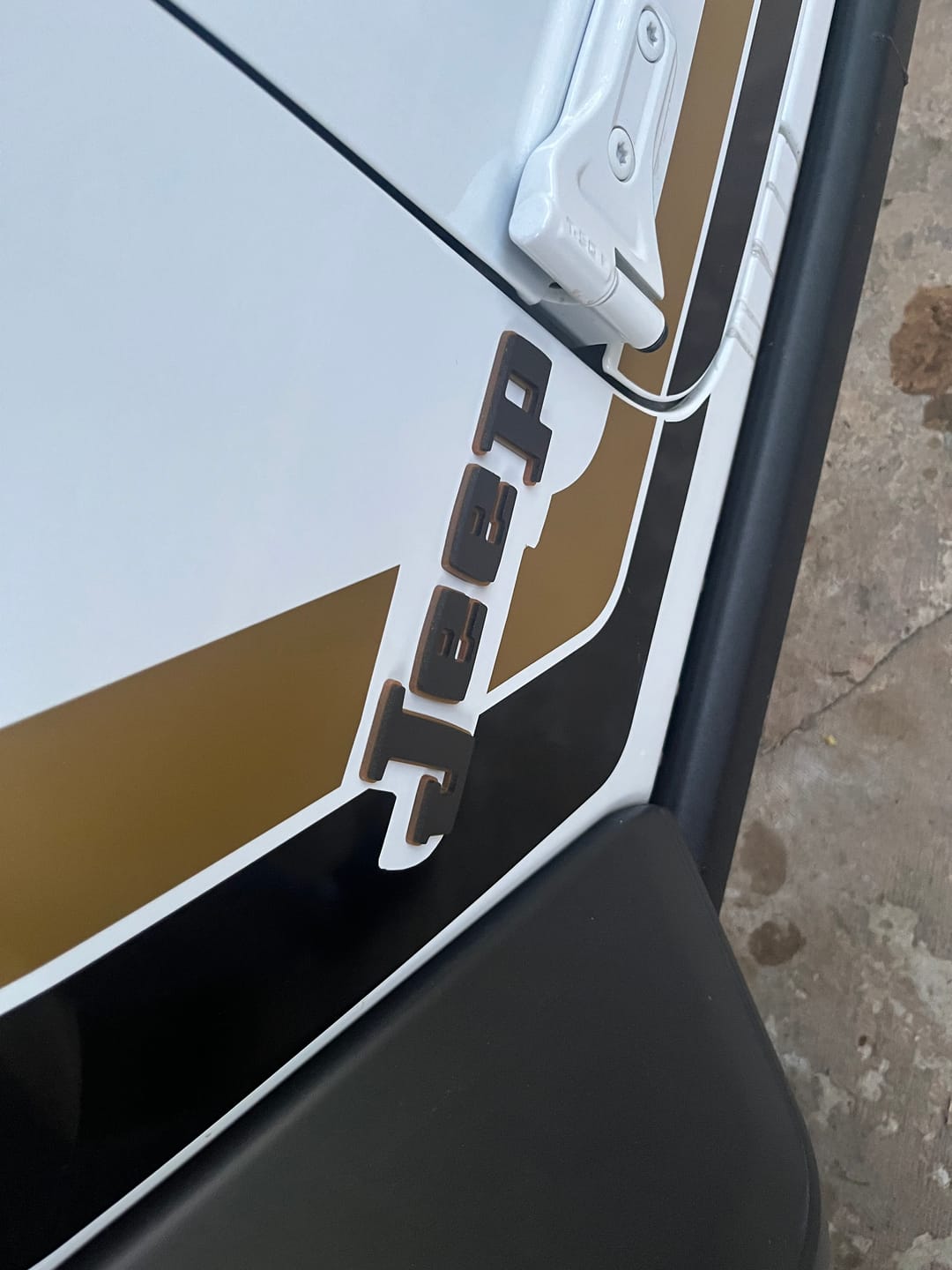 Customer photo review of Retro Jeep "Square" Wrangler/Gladiator Fender Emblems - PAIR L/R Sides - Two Color Stacked