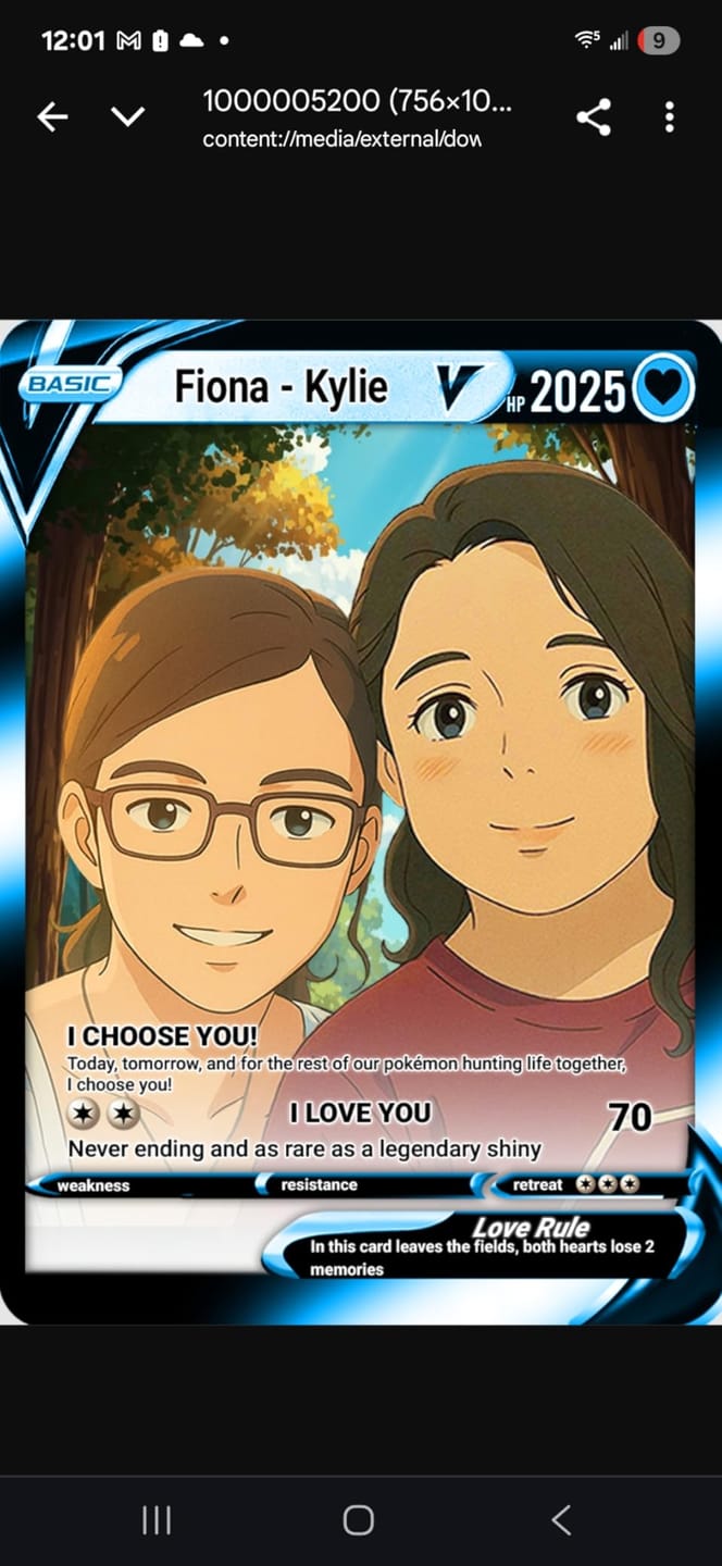 Customer photo review of Custom Pokemon Card for Couple - Personalized Anime-Inspired Pokemon Card - Holographic Effect Available - CPC-46