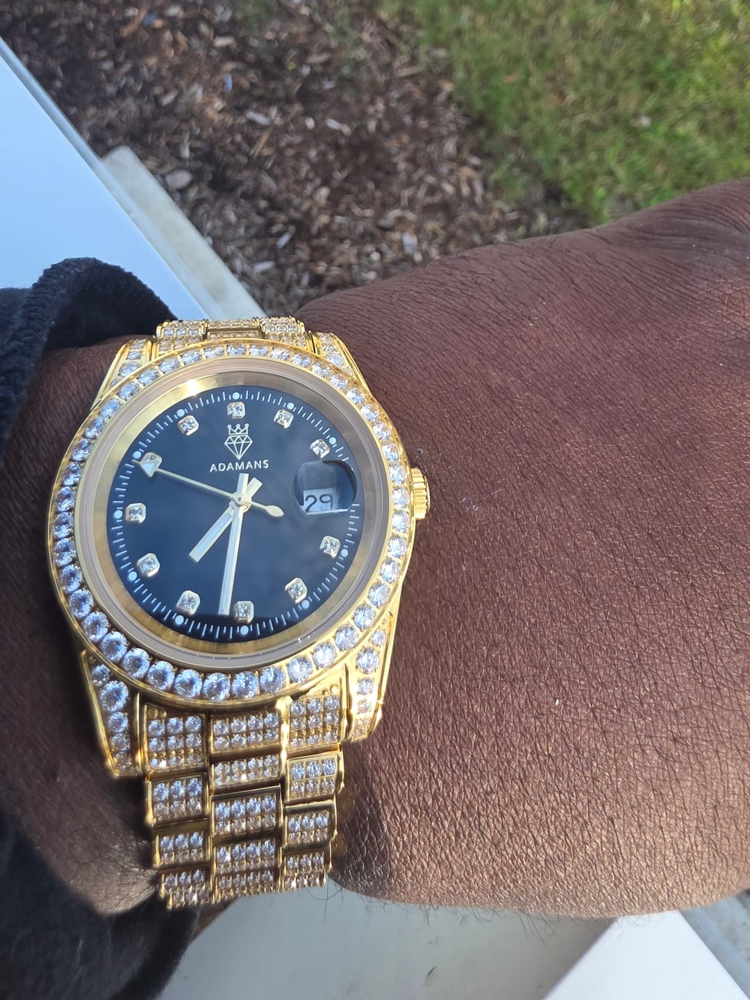 Customer photo review of Arabic Dial Diamond Simulant Watch - Silver