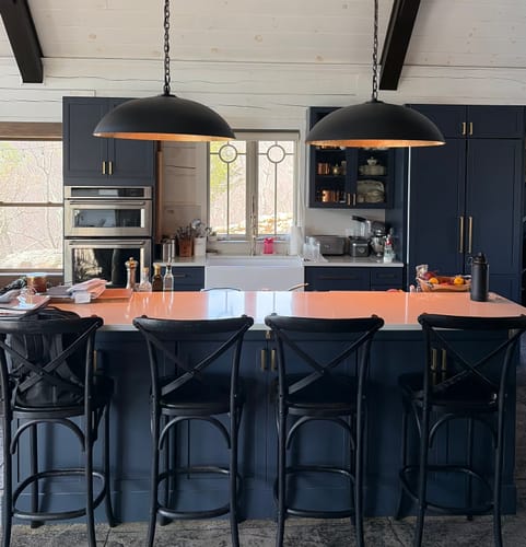 Customer photo review of Scandinavian Retro Oversized Black Gold Flat Dome Metal Pendant