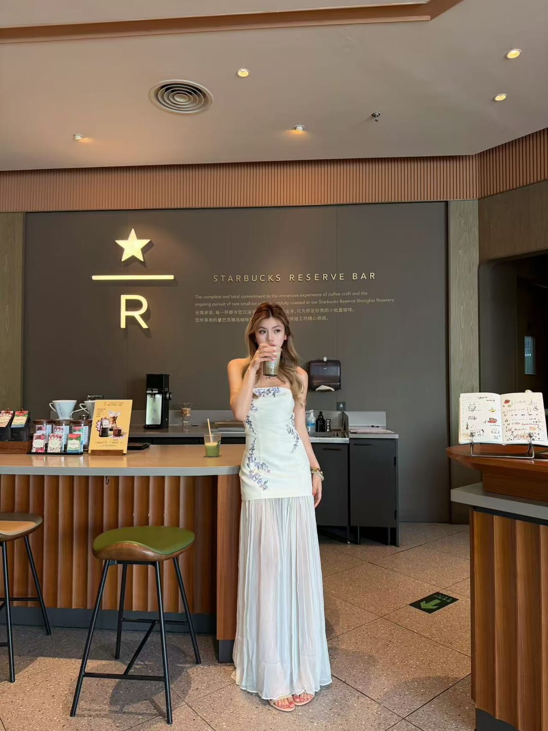 Customer photo review of Hydrae Strapless Embroidered Mesh Panel Maxi Dress
