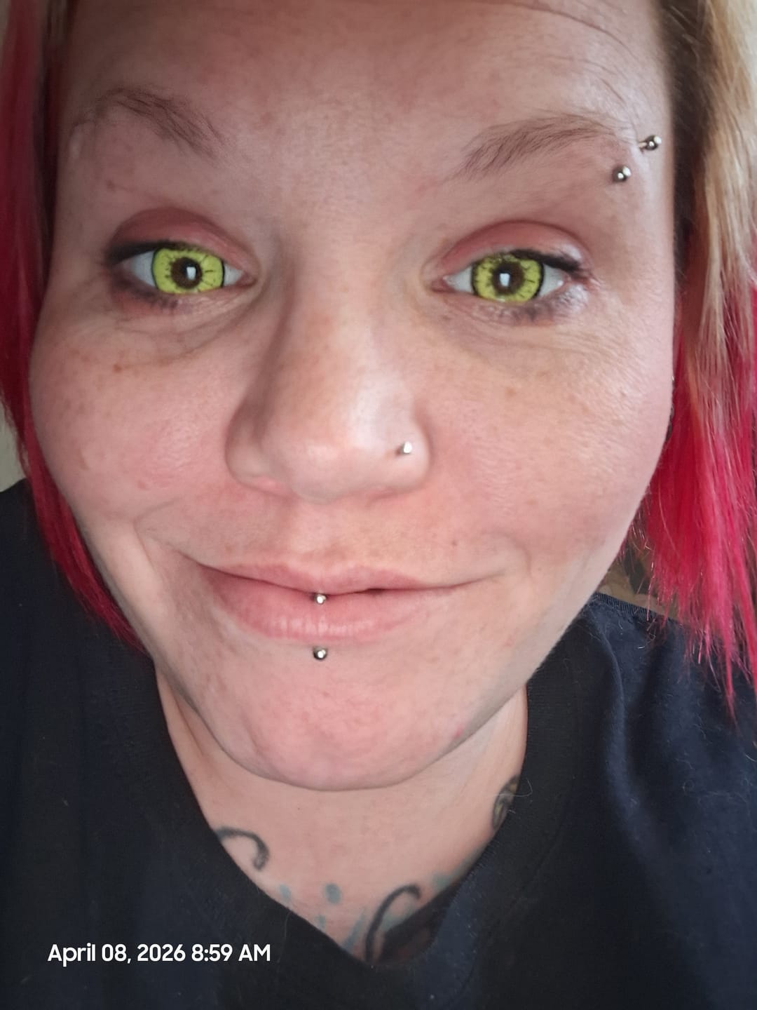 Customer photo review of Cosplay ICE Yellow Prescription Colored Contact Lenses