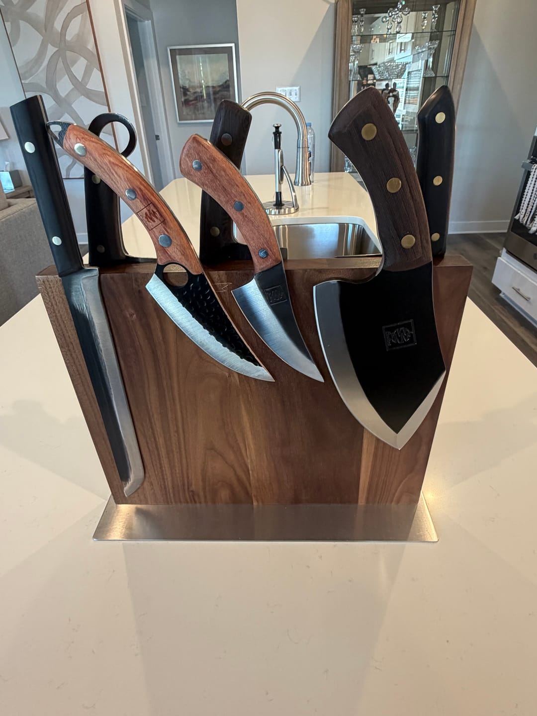 Customer photo review of FREE Walnut Magnetic Knives Holder