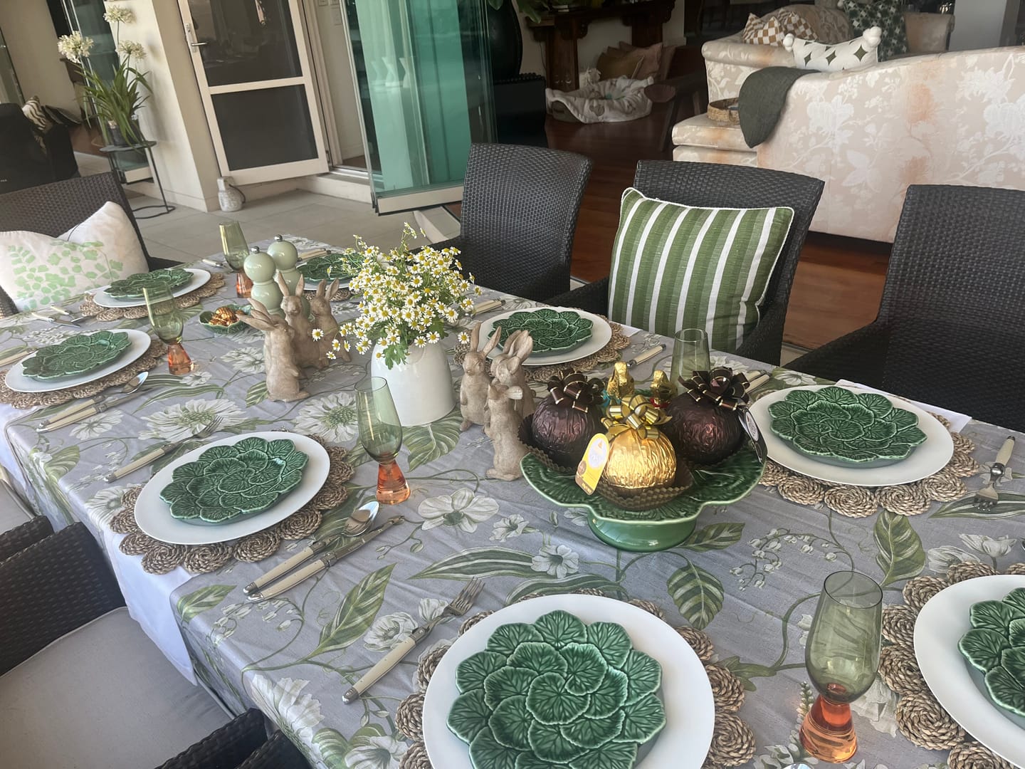 Customer photo review of Georgie's Floral Grey and Moss Table Cloth