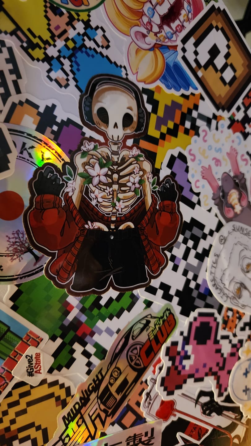 Customer photo review of Aesthetic Flower Skeleton Rib Stickers
