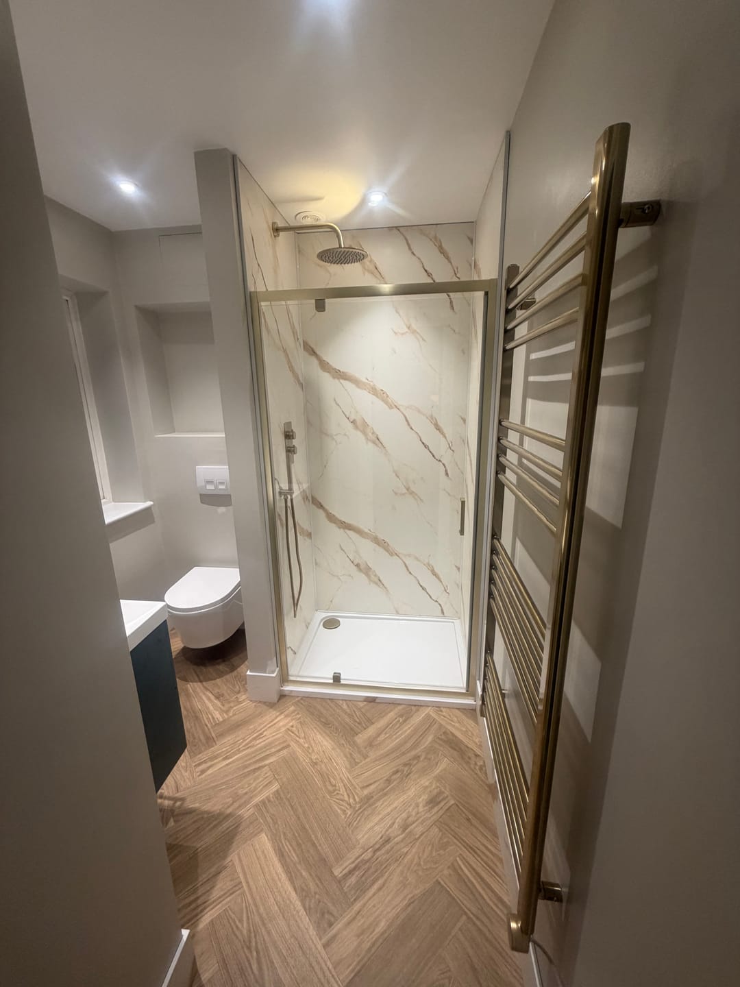 Customer photo review of 10mm Gold Marble Matt Shower Panel 1M x 2.4M