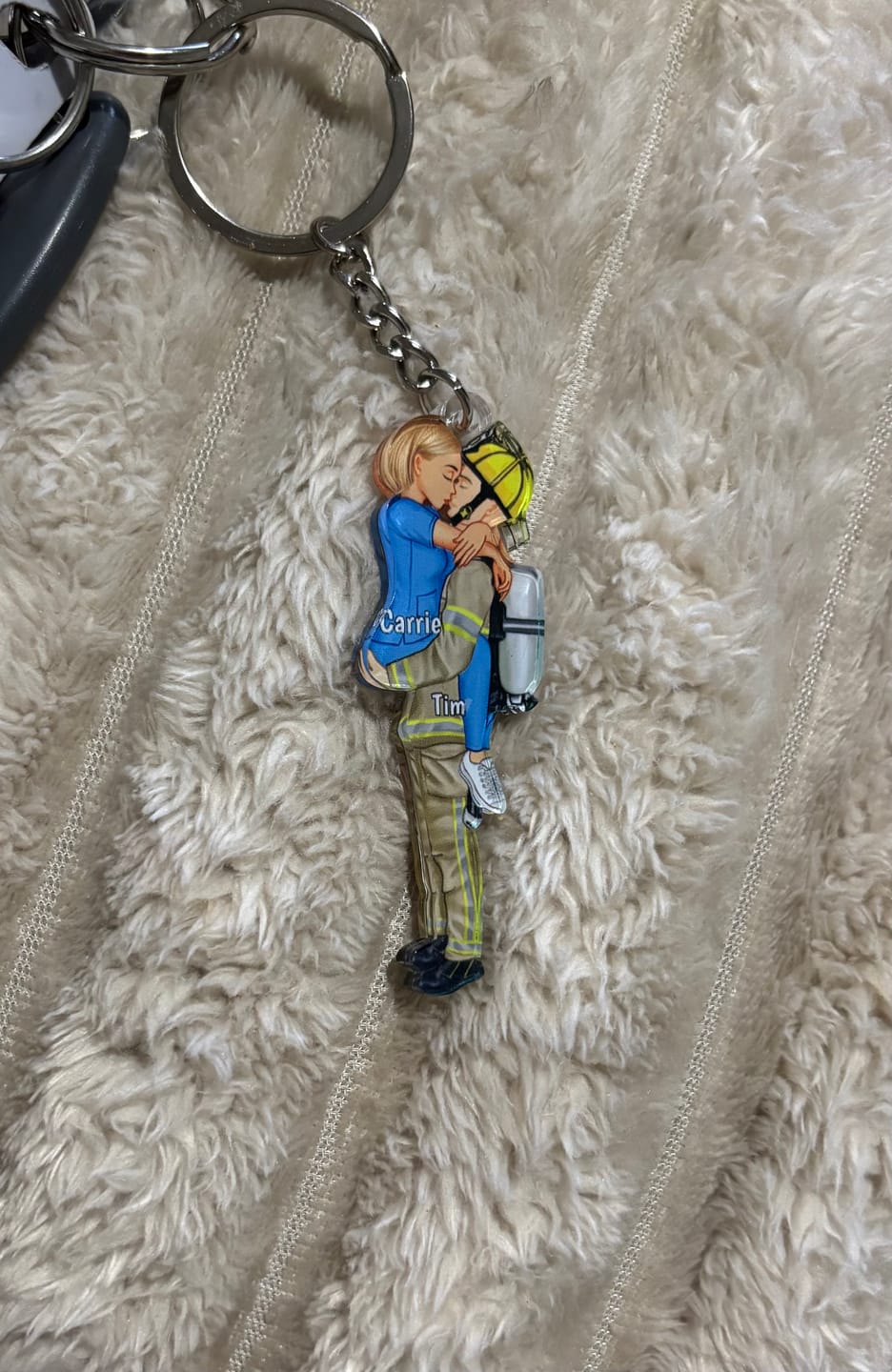 Customer photo review of Personalized Keychain, Couple Portrait, Firefighter, Nurse, Police Officer, Teacher, Gifts by Occupation