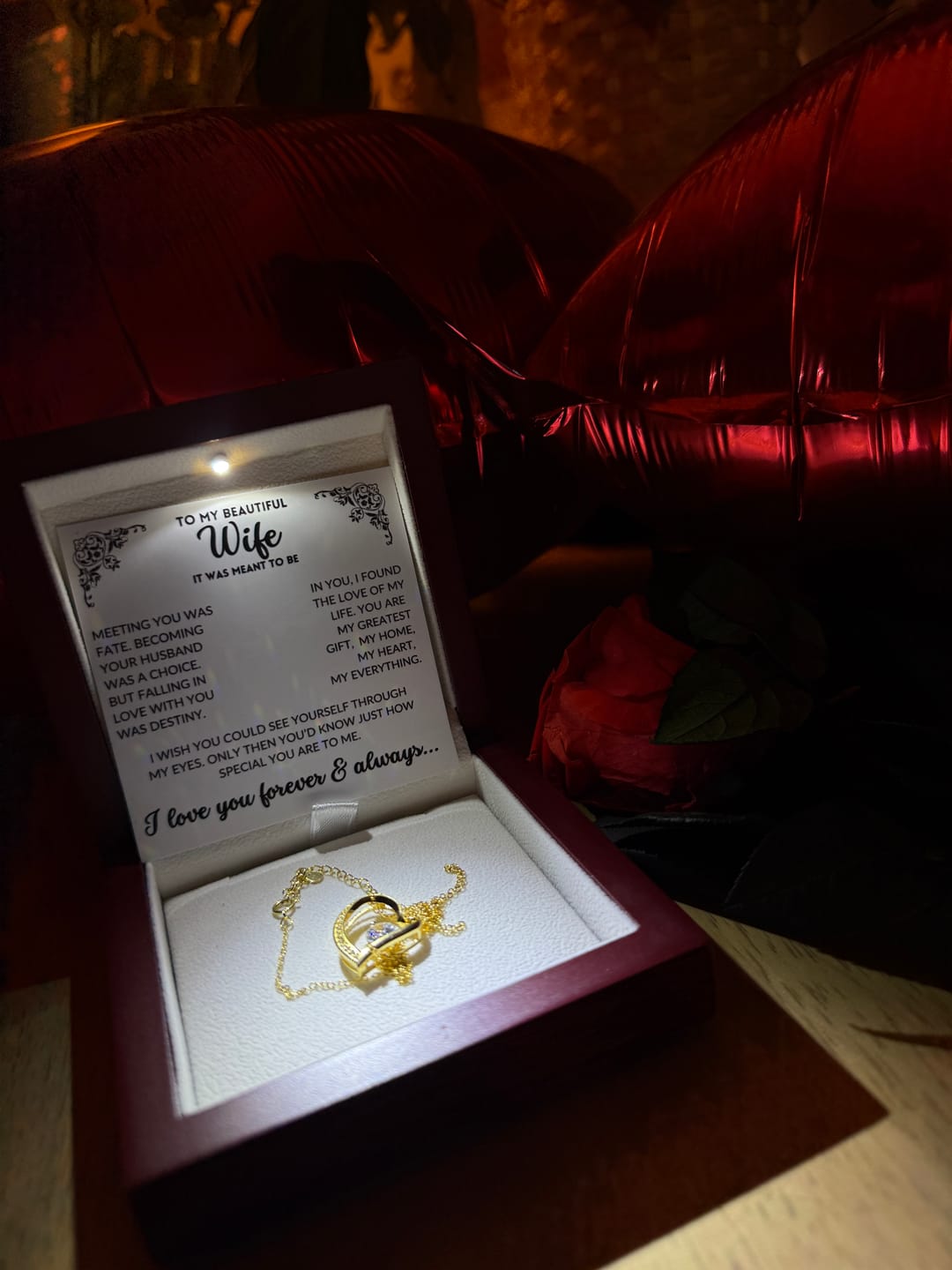 Customer photo review of To My Wife - It Was Meant To Be (Forever Love Necklace)