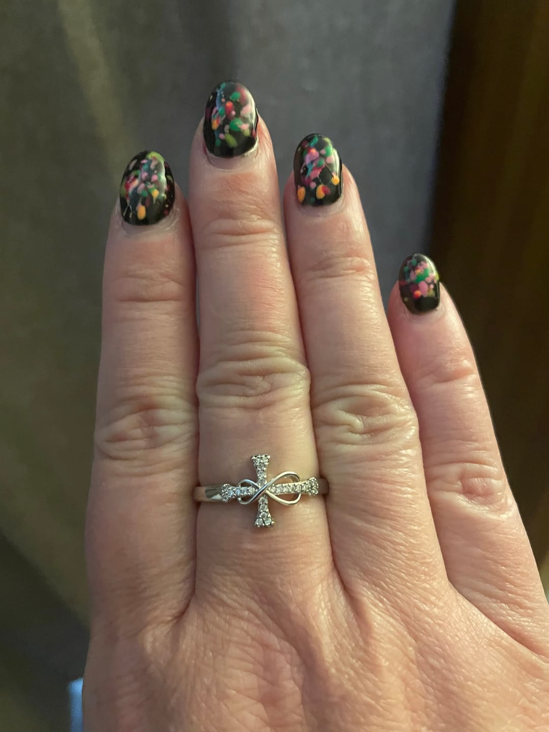 Customer photo review of Christianartworkshop Golden/Silver Mobius Cross Ring: Carry His Grace in Daily Wear