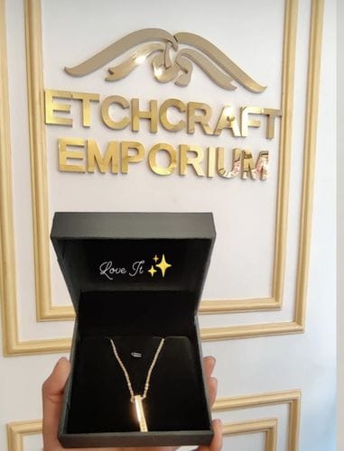 Customer photo review of Personalised Cuboid Pendant