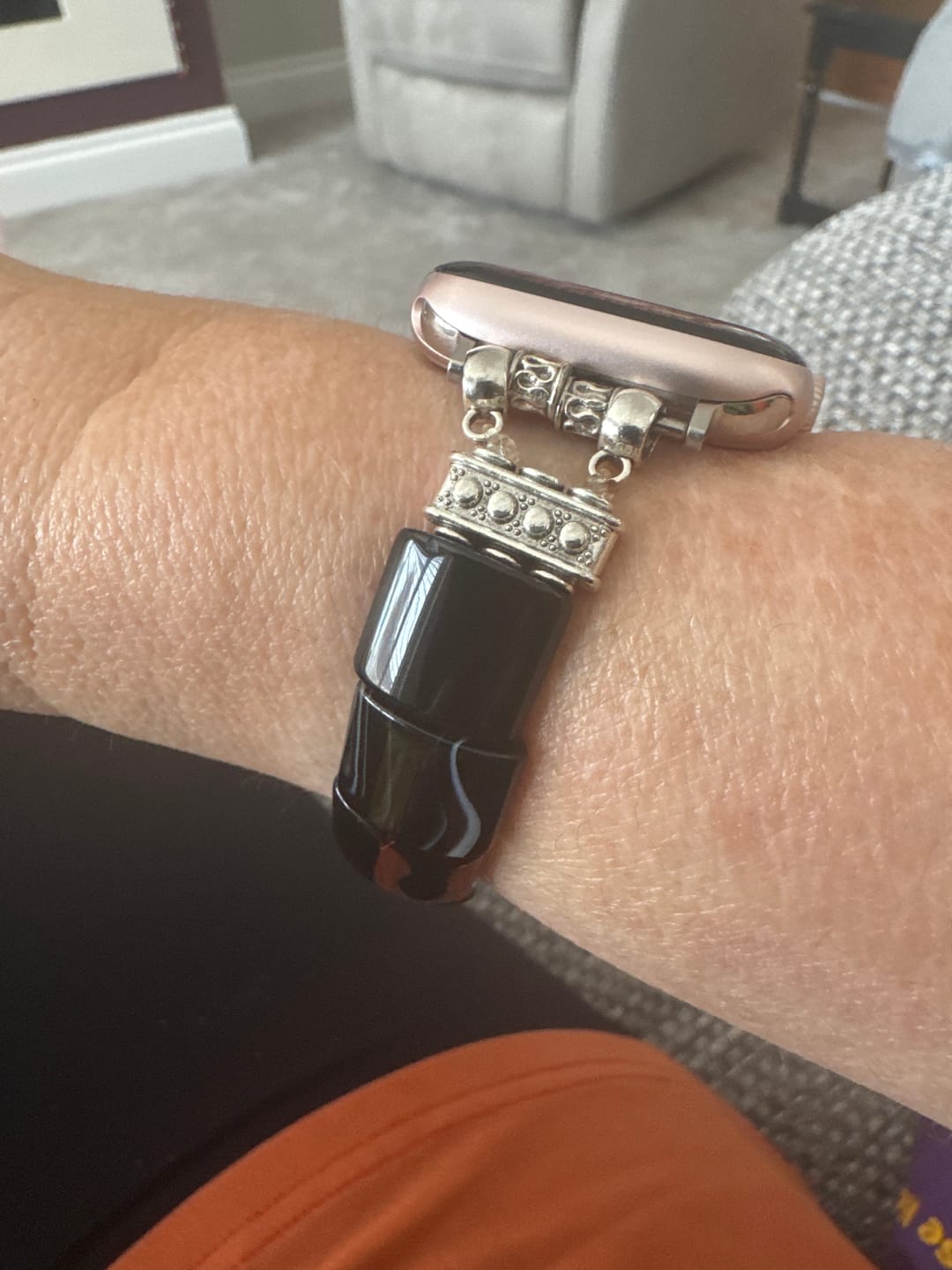 Customer photo review of Bohemian Noir Stretch Apple Watch Strap