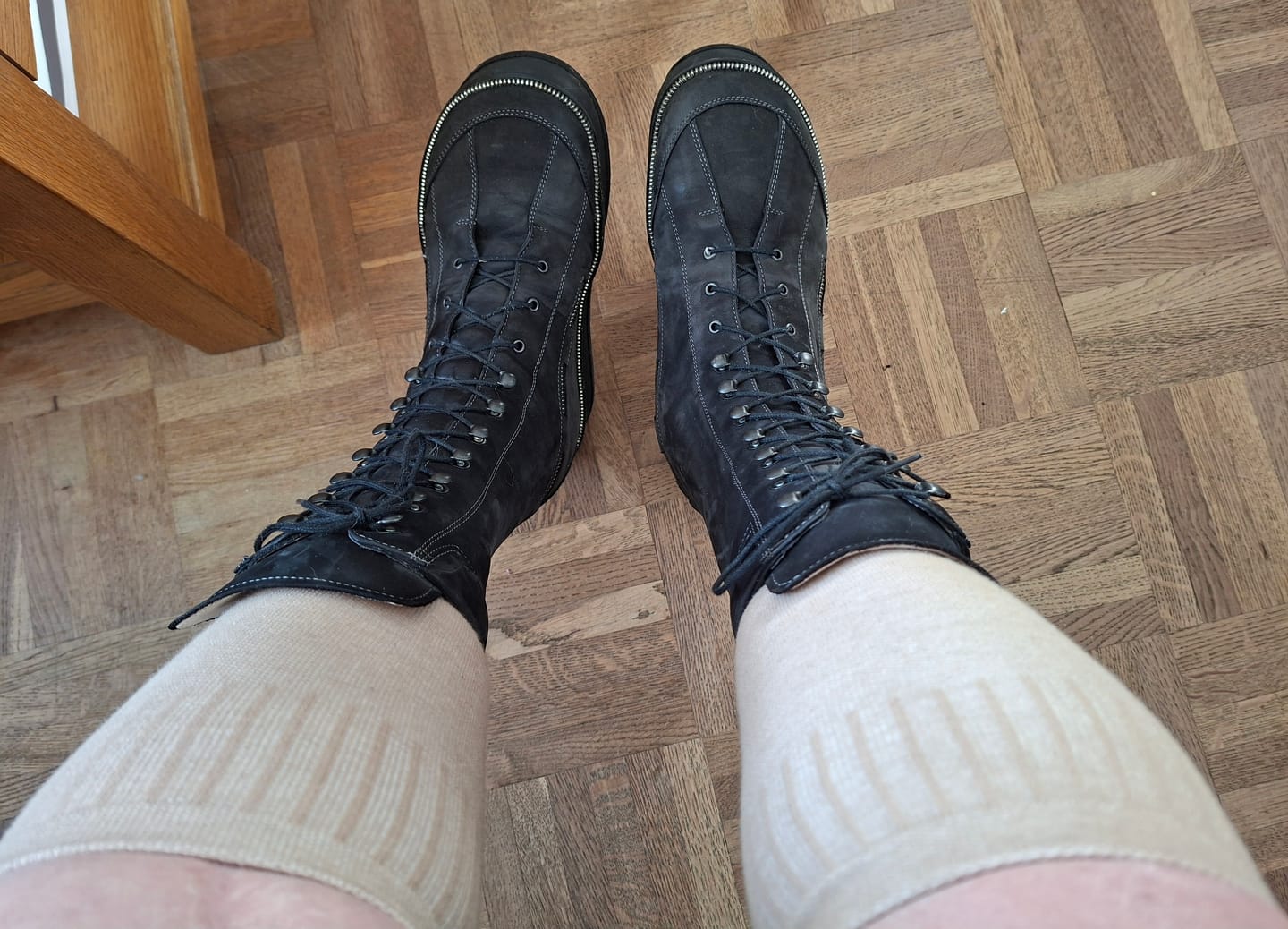 Customer photo review of Essential Compression Socks Warm Taupe