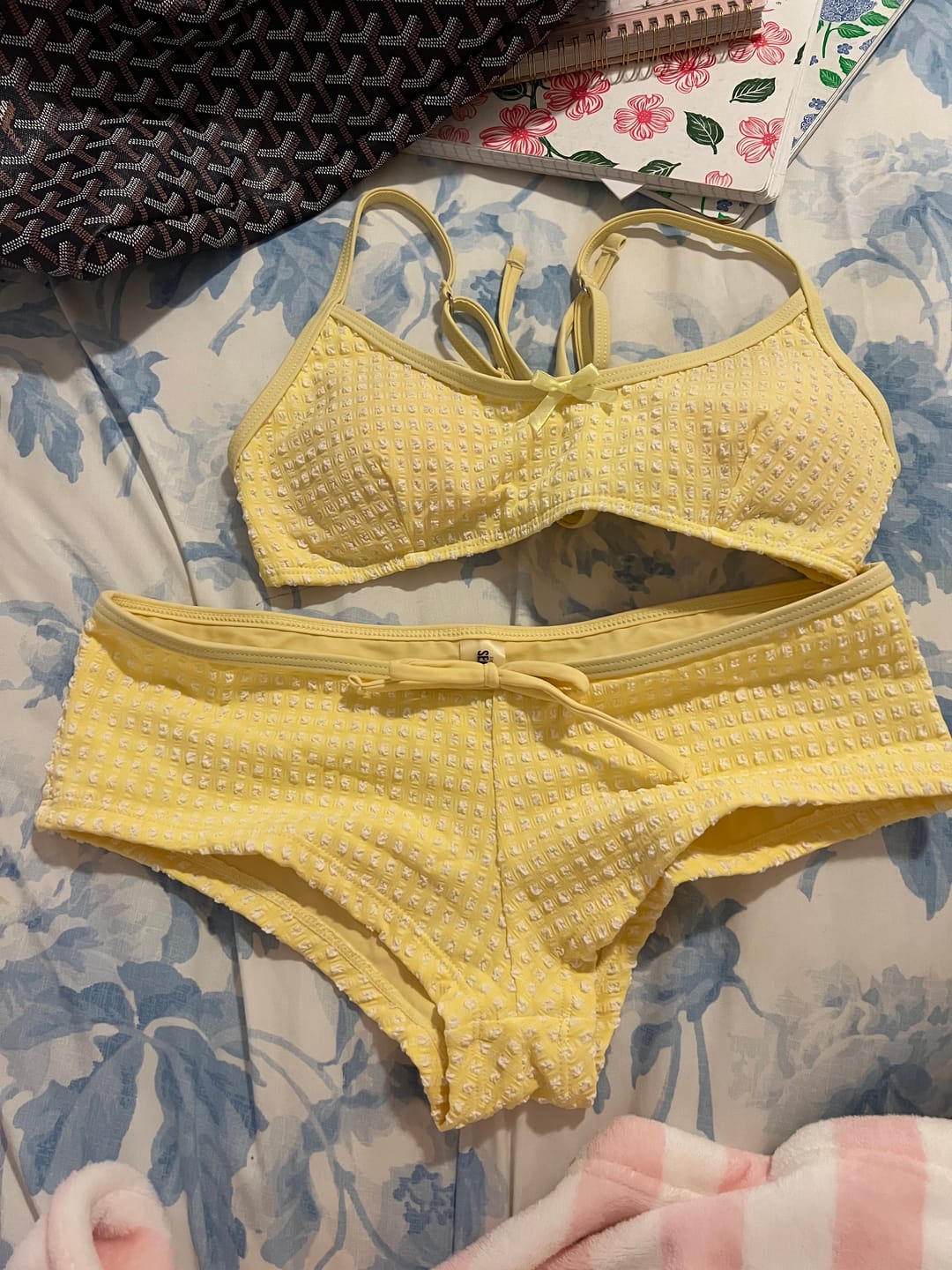 Customer photo review of Seamolly Gingham Textured Bowknot Bralette Boyshorts Bikini Set