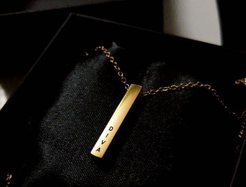 Customer photo review of Personalised Cuboid Pendant