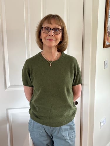 Customer photo review of Brand New Olive Green Cashmere Crew Neck T-Shirt Small UK 8-10