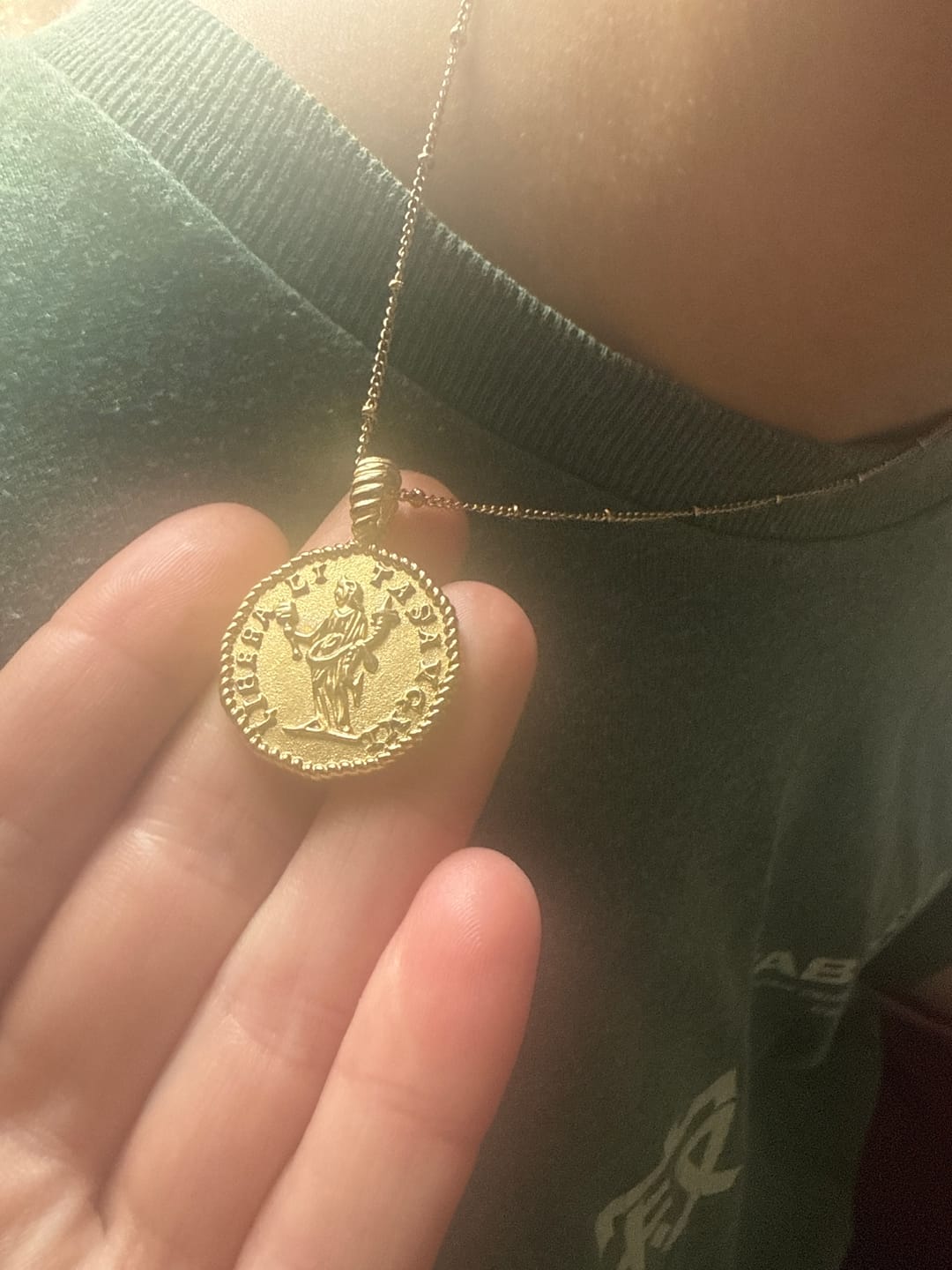 Customer photo review of Athena Coin Necklace