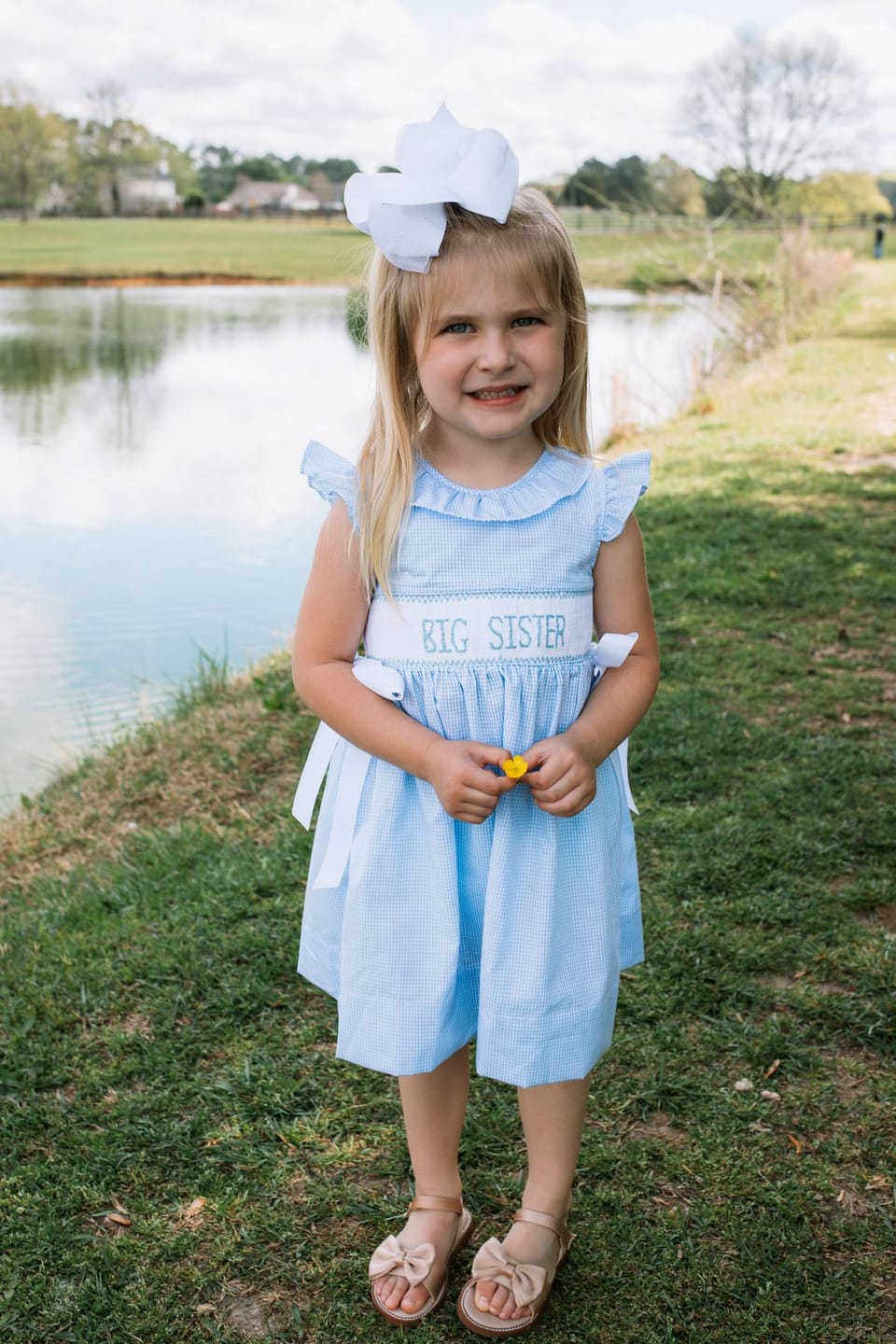 Customer photo review of Big Sister Blue Gingham Beverly Dress