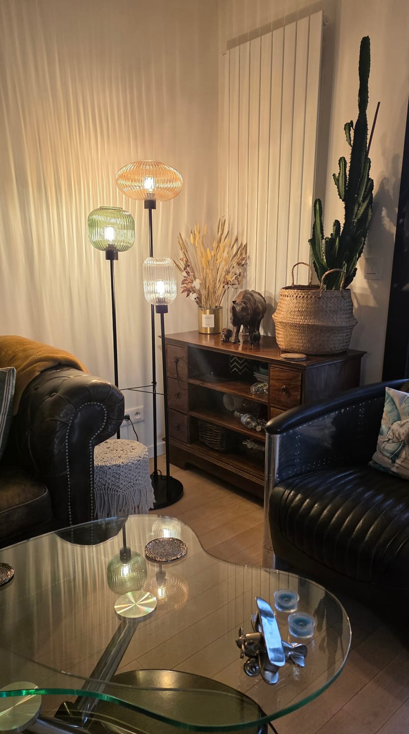 Customer photo review of Lampadaire en verre vintage CRISTALI | 3 luminaires à personnaliser