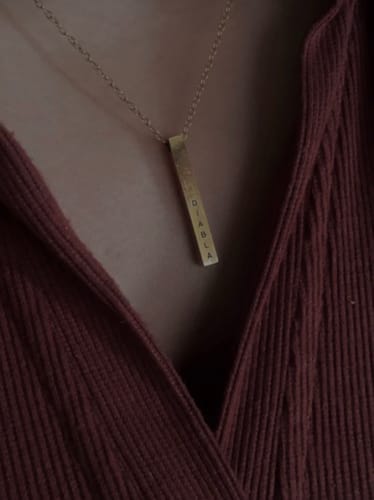 Customer photo review of Personalised Cuboid Pendant