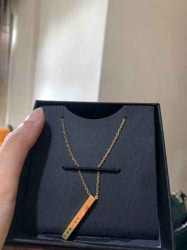 Customer photo review of Personalised Cuboid Pendant