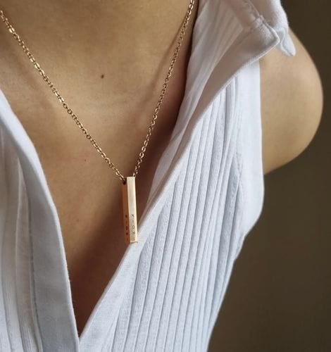 Customer photo review of Personalised Cuboid Pendant