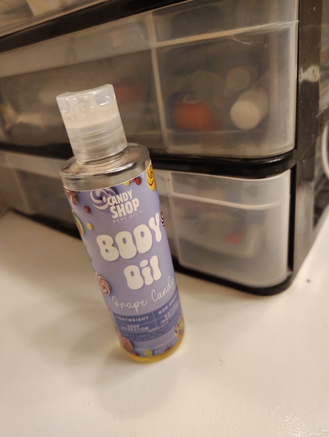 Customer photo review of Grape Candy Body Oil
