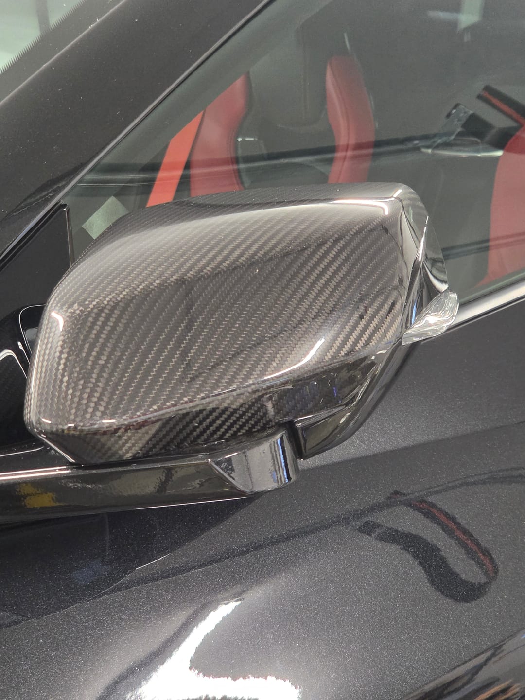 Customer photo review of Corvette C8 DRY CARBON FIBER Upper Mirror Covers