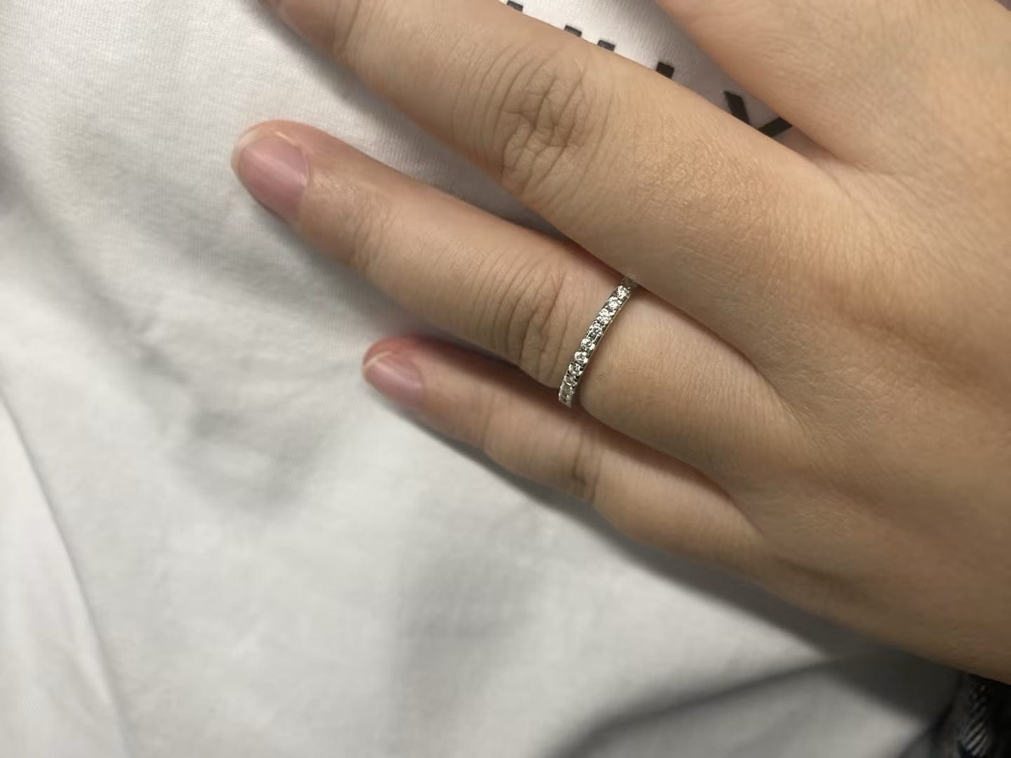 Customer photo review of S925 Louily Half Eternity Thin Women's Wedding Band In Sterling Silver Stackable Ring For Women