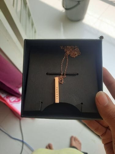 Customer photo review of Personalised Cuboid Pendant