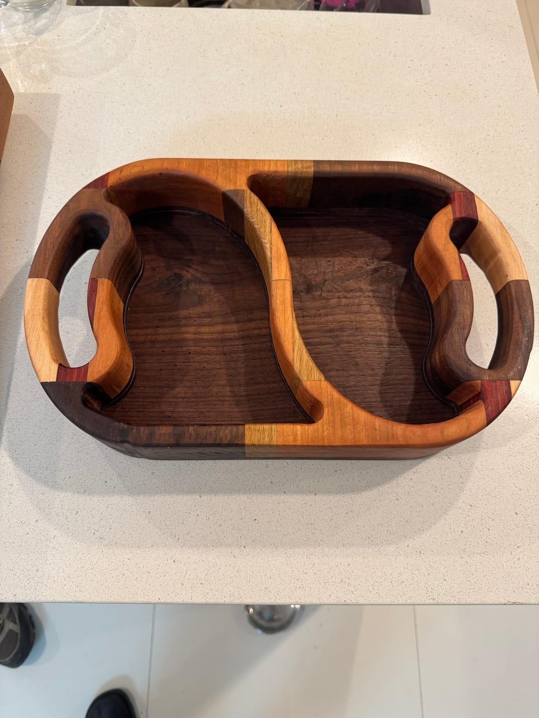 Customer photo review of 14.25x9.0" Two Pocket Wave Tray 21 With Handles Acrylic Router Template