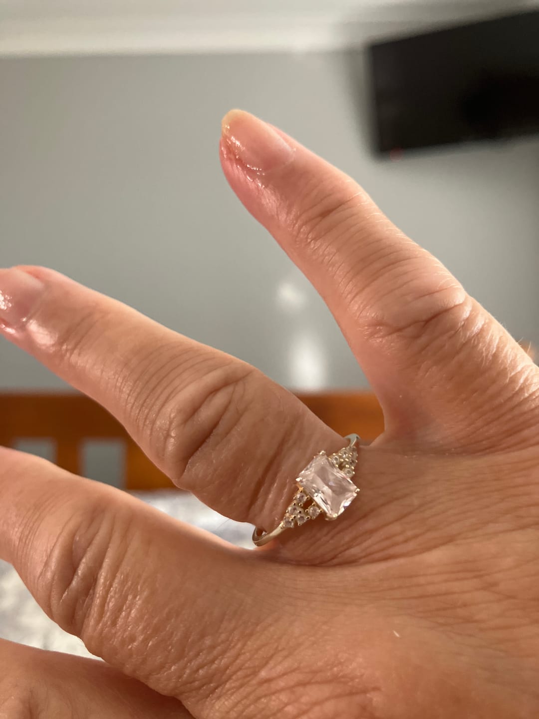 Customer photo review of The Iris Princess Sapphire Engagement Ring