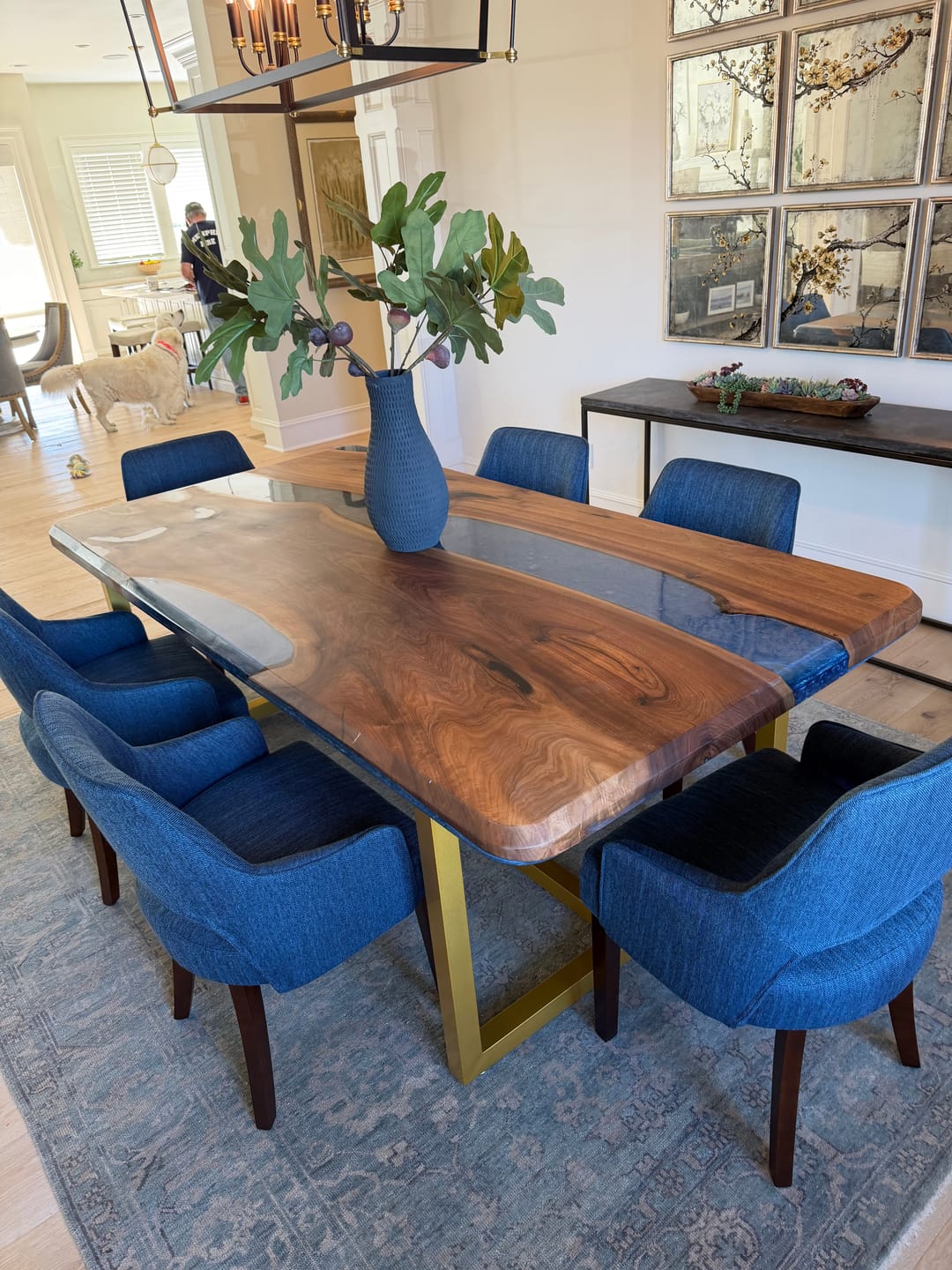 Customer photo review of Black Walnut Wood River Resin Epoxy Table for Dining & Conference Table CT50