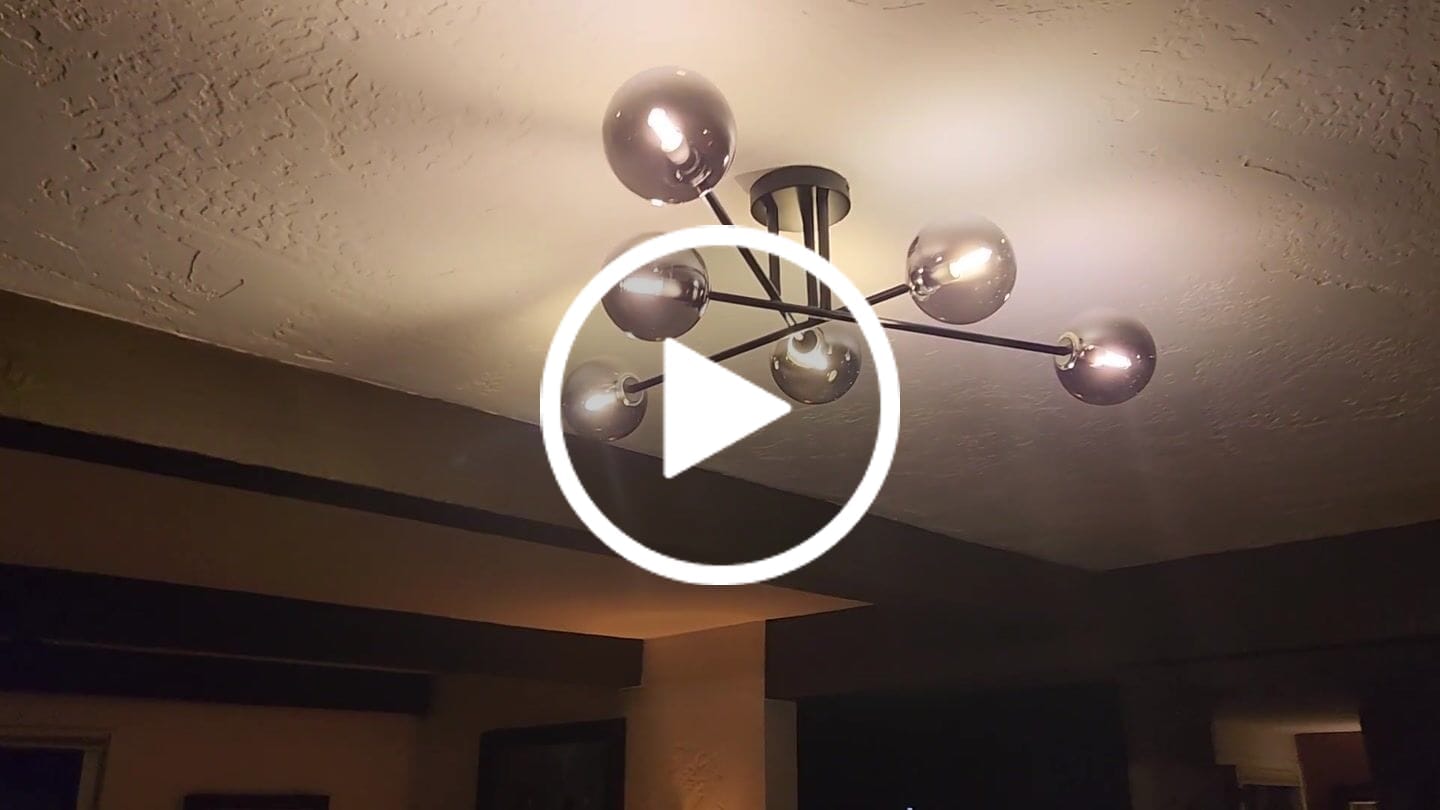Customer video review of 6-Light Smoked Glass Globe Linear Sputnik Semi Flush