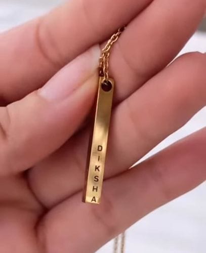 Customer photo review of Personalised Cuboid Pendant